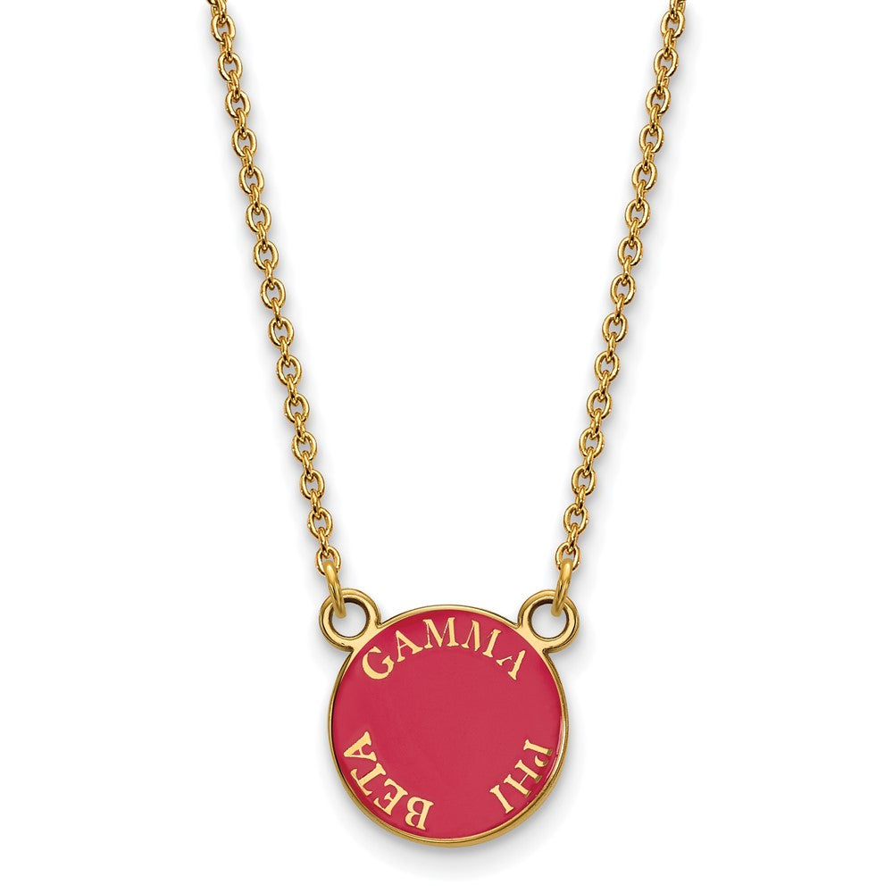 Gold Plated Sterling Silver Logoart Gamma Phi Beta Sorority Text Small Color Enamel Pendant 18 Inch Necklace