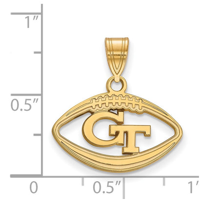Gold Plated Sterling Silver Logoart Georgia Institute Of Technology G T Football Pendant