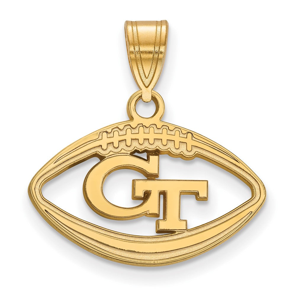 Gold Plated Sterling Silver Logoart Georgia Institute Of Technology G T Football Pendant