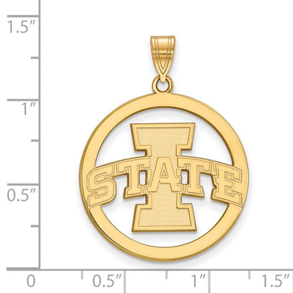 Gold Plated Sterling Silver Logoart Iowa State University Extra Large Circle Pendant