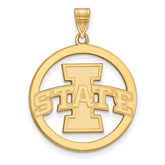 Gold Plated Sterling Silver Logoart Iowa State University Extra Large Circle Pendant