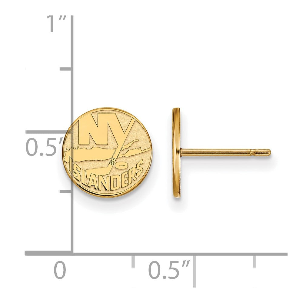 Gold Plated Sterling Silver Nhl Logoart New York Islanders Extra Small Post Earrings