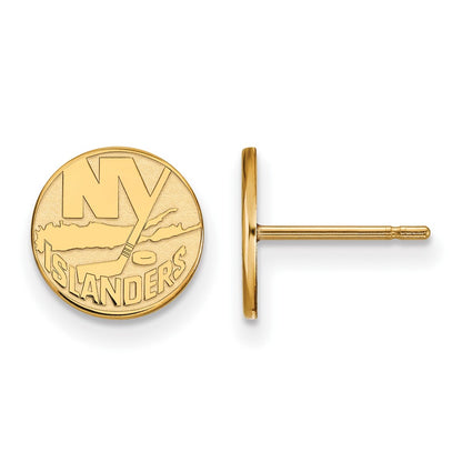 Gold Plated Sterling Silver Nhl Logoart New York Islanders Extra Small Post Earrings