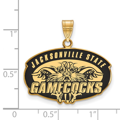 Gold Plated Sterling Silver Logoart Jacksonville State University Large Enameled Pendant