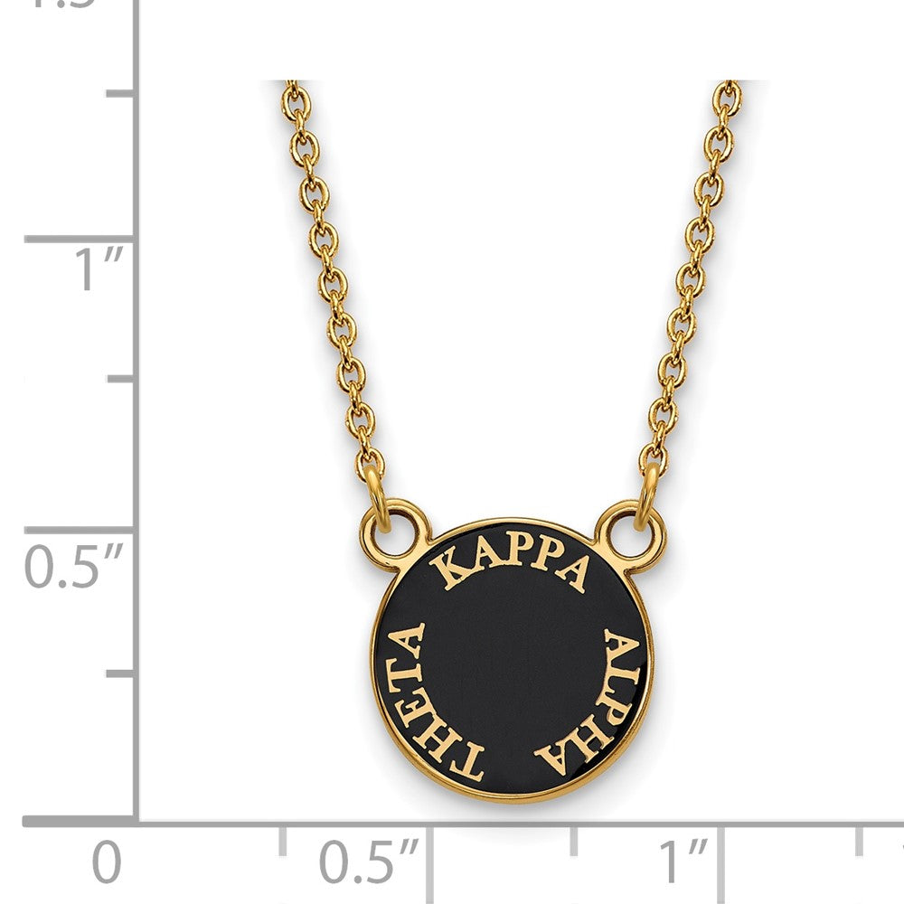 Gold Plated Sterling Silver Logoart Kappa Alpha Theta Sorority Text Small Color Enamel Pendant 18 Inch Necklace