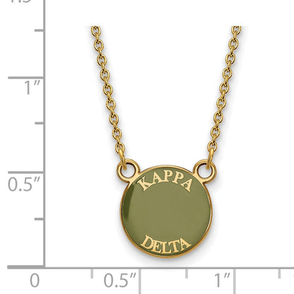 Gold Plated Sterling Silver Logoart Kappa Delta Sorority Text Small Color Enamel Pendant 18 Inch Necklace