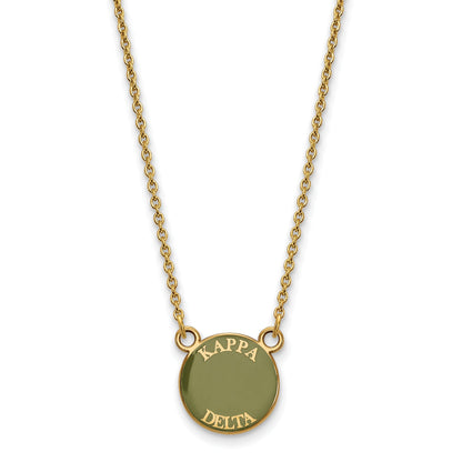 Gold Plated Sterling Silver Logoart Kappa Delta Sorority Text Small Color Enamel Pendant 18 Inch Necklace