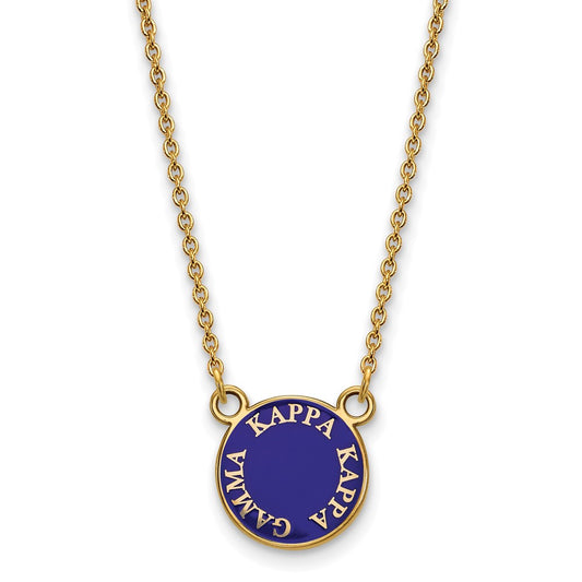 Gold Plated Sterling Silver Logoart Kappa Gamma Sorority Text Small Color Enamel Pendant 18 Inch Necklace