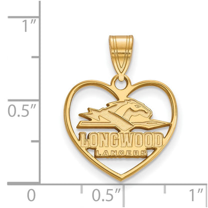 Gold Plated Sterling Silver Logoart Longwood University Lancers Heart Pendant