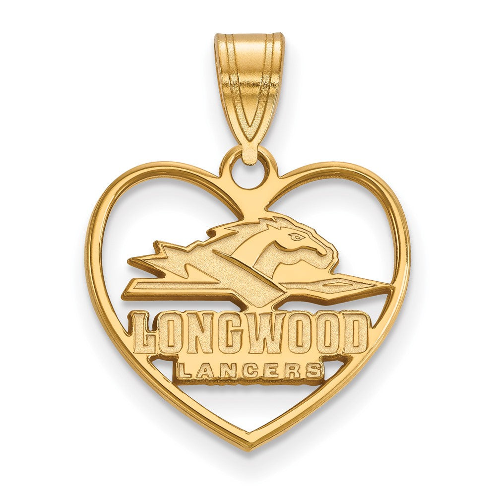 Gold Plated Sterling Silver Logoart Longwood University Lancers Heart Pendant