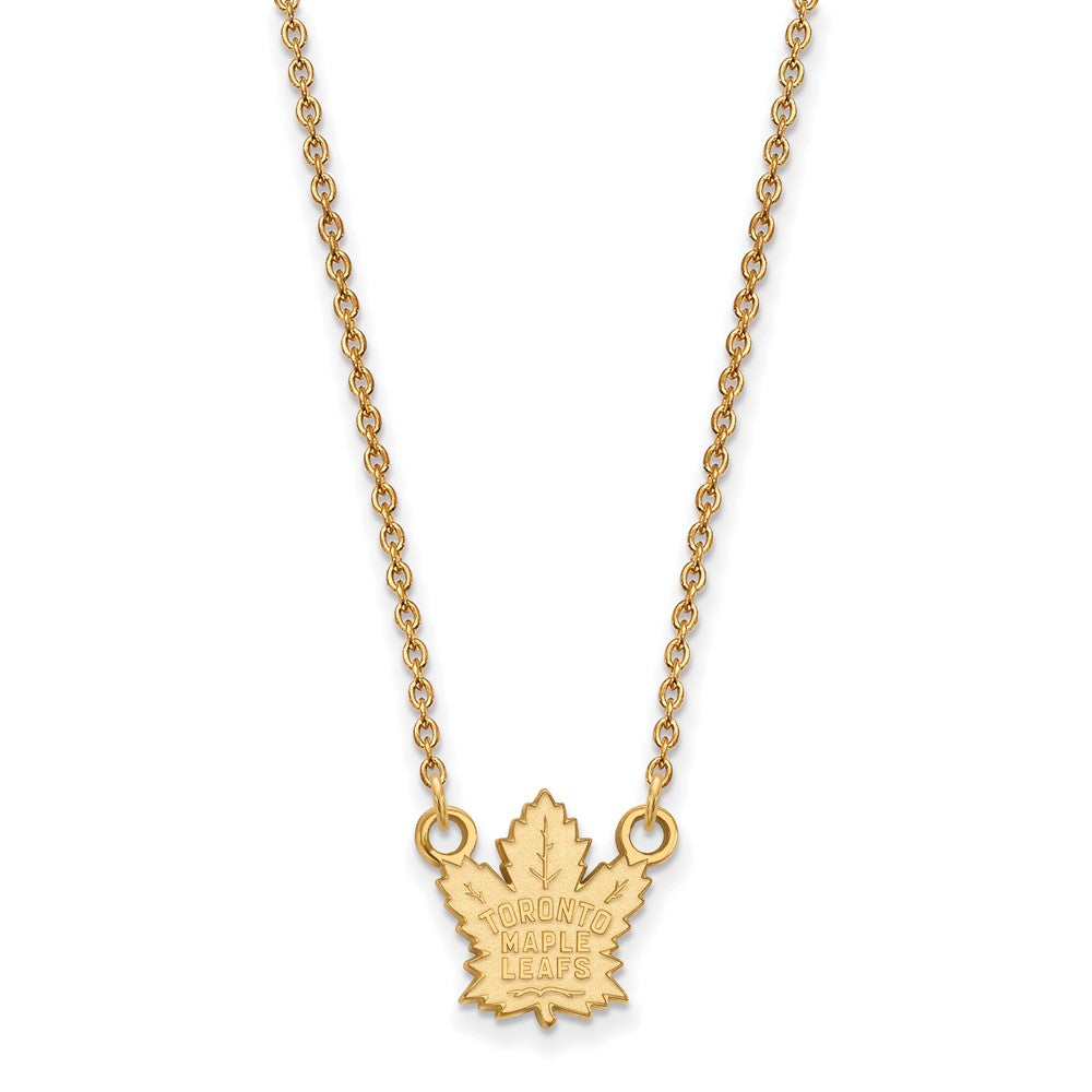 Gold Plated Sterling Silver Nhl Logoart Toronto Maple Leafs Small Pendant 18 Inch Necklace