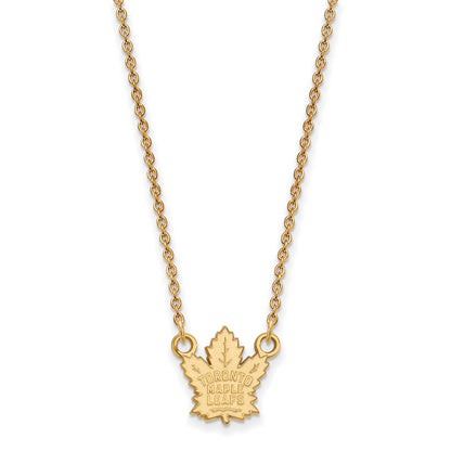 Gold Plated Sterling Silver Nhl Logoart Toronto Maple Leafs Small Pendant 18 Inch Necklace