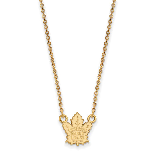 10K Yellow Gold Nhl Logoart Toronto Maple Leafs Small Pendant 18 Inch Necklace