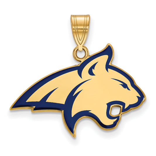 Gold Plated Sterling Silver Logoart Montana State University Bobcat Large Enameled Pendant