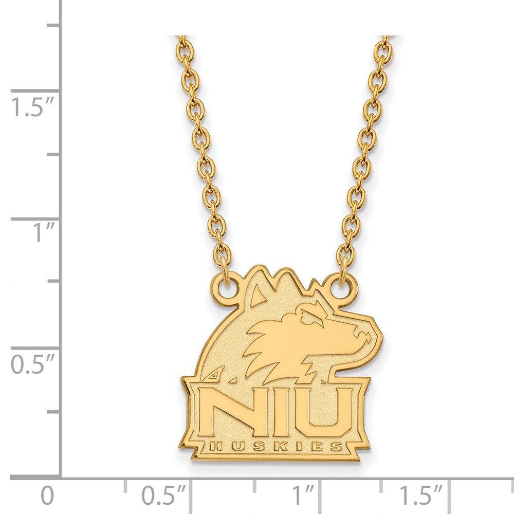 10K Yellow Gold Logoart Northern Illinois University N I U Huskies Medium Pendant 18 Inch Necklace