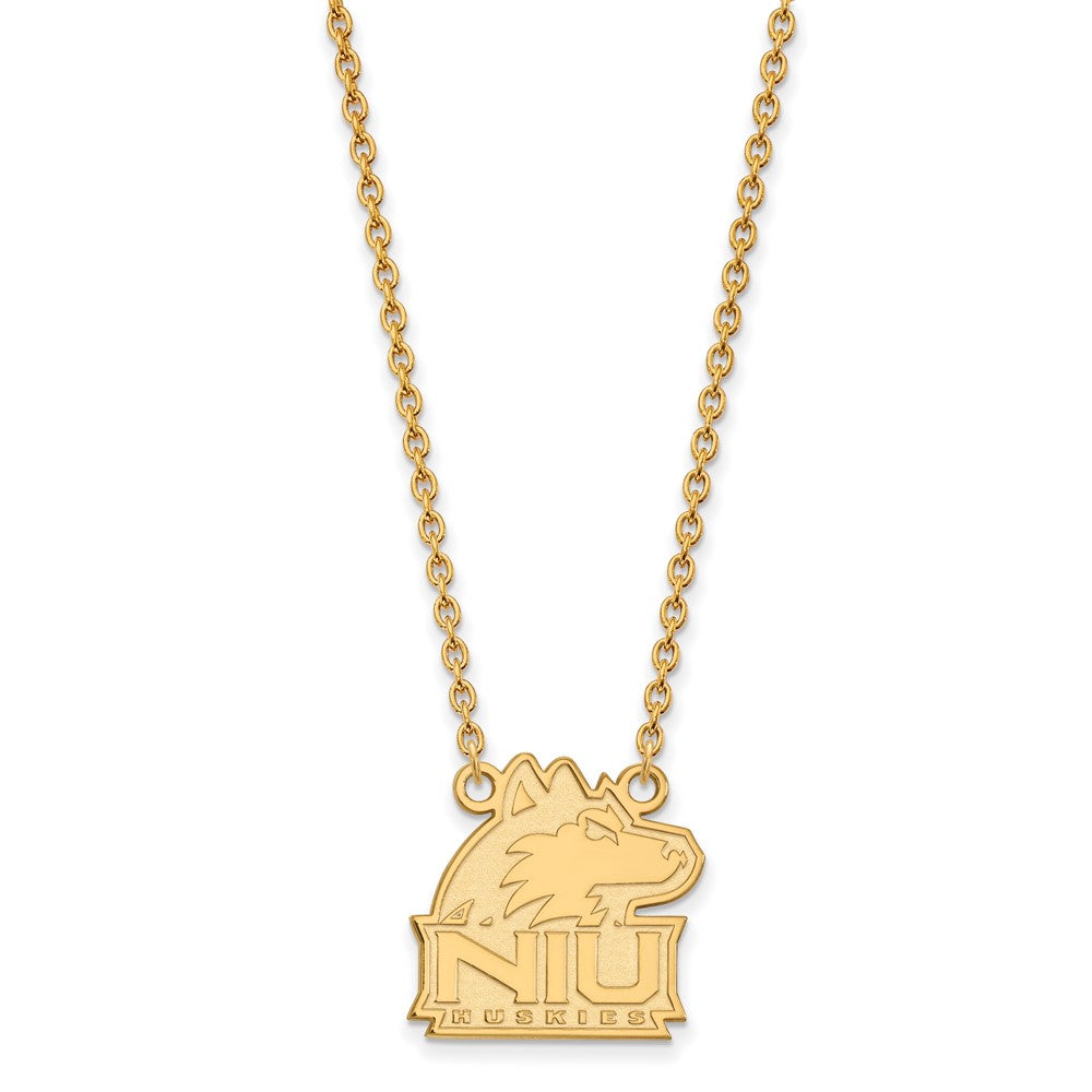 14K Yellow Gold Logoart Northern Illinois University N I U Huskies Medium Pendant 18 Inch Necklace
