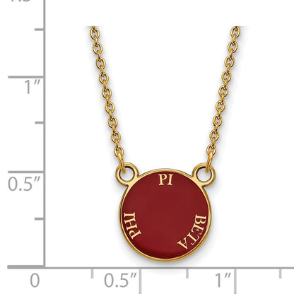 Gold Plated Sterling Silver Logoart Pi Beta Phi Sorority Text Small Color Enamel Pendant 18 Inch Necklace