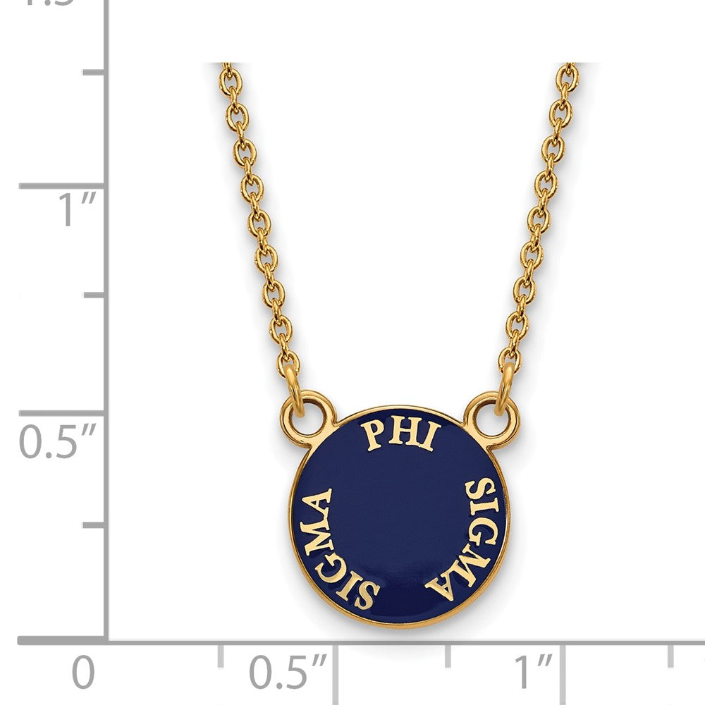 Gold Plated Sterling Silver Logoart Phi Sigma Sorority Text Small Color Enamel Pendant 18 Inch Necklace
