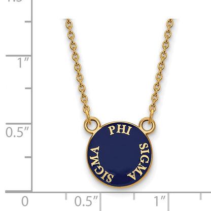 Gold Plated Sterling Silver Logoart Phi Sigma Sorority Text Small Color Enamel Pendant 18 Inch Necklace