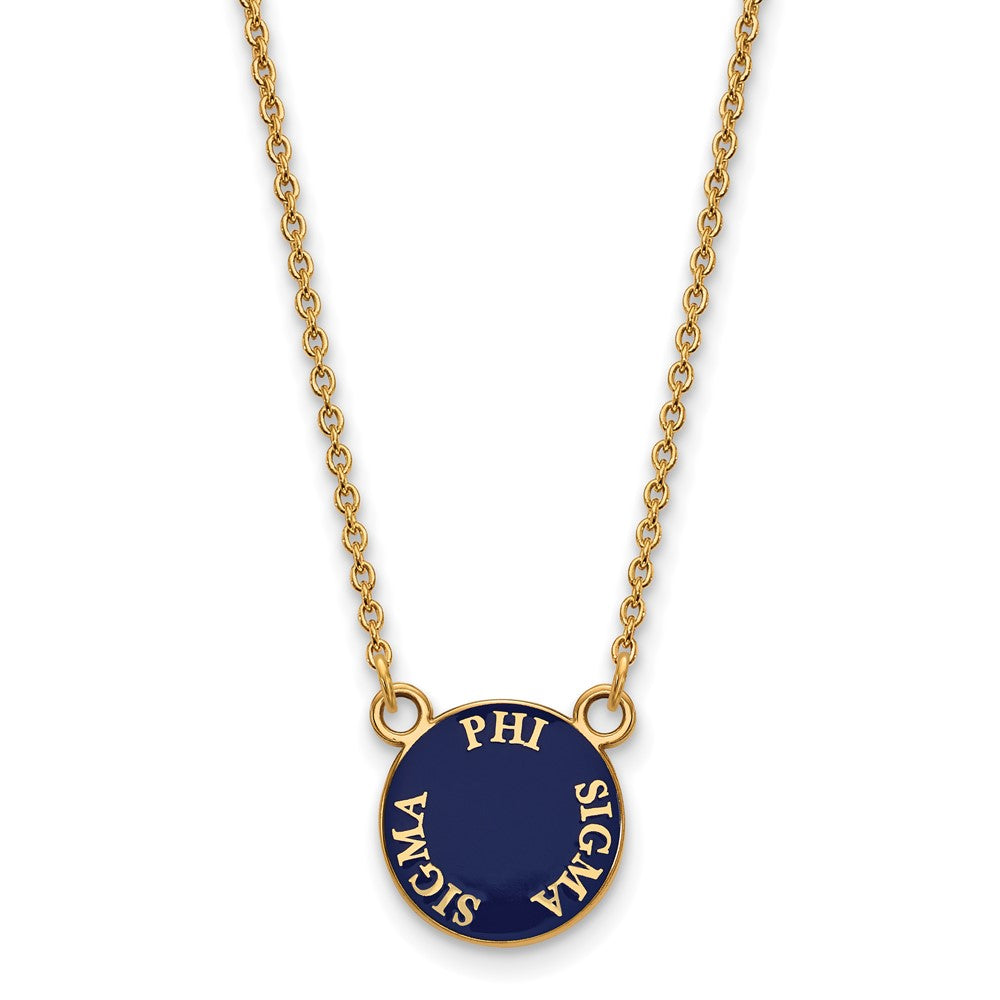 Gold Plated Sterling Silver Logoart Phi Sigma Sorority Text Small Color Enamel Pendant 18 Inch Necklace
