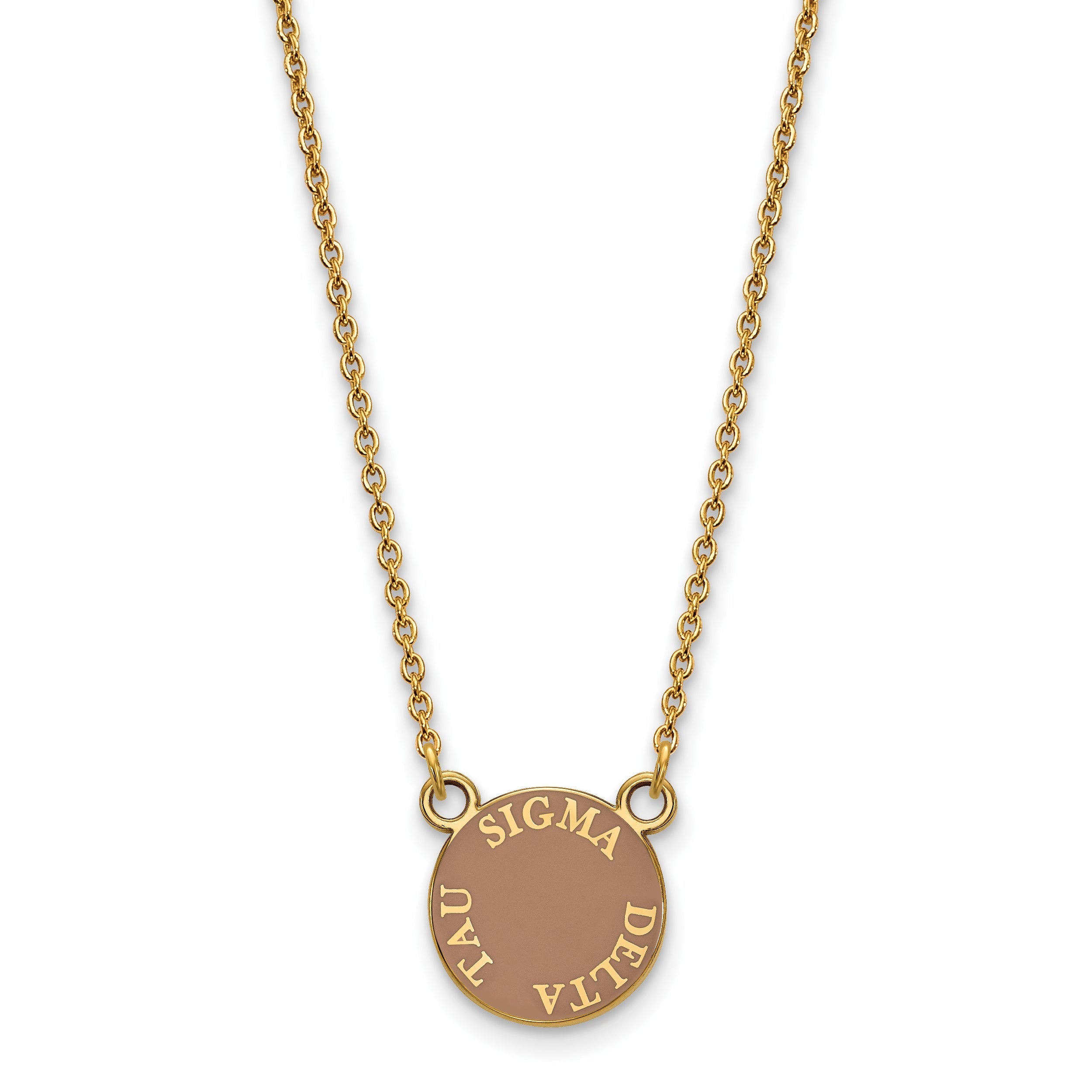 Gold Plated Sterling Silver Logoart Sigma Delta Tau Sorority Text Small Color Enamel Pendant 18 Inch Necklace