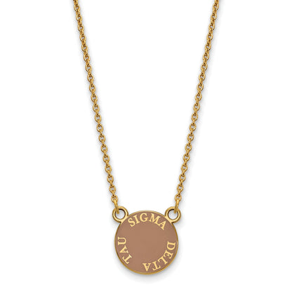 Gold Plated Sterling Silver Logoart Sigma Delta Tau Sorority Text Small Color Enamel Pendant 18 Inch Necklace