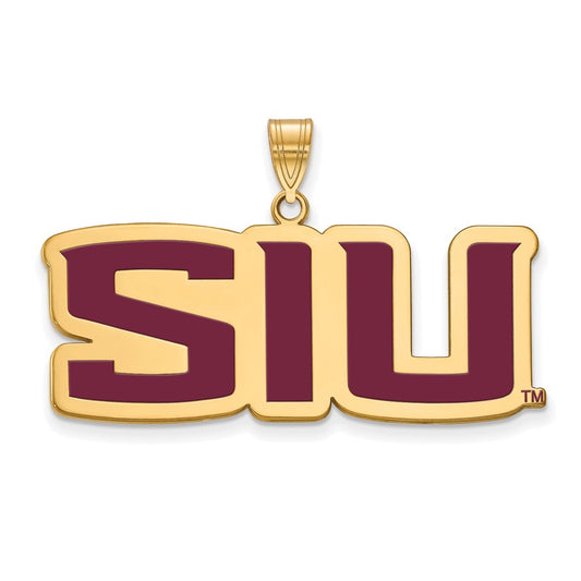 Gold Plated Sterling Silver Logoart Southern Illinois University S I U Large Enameled Pendant