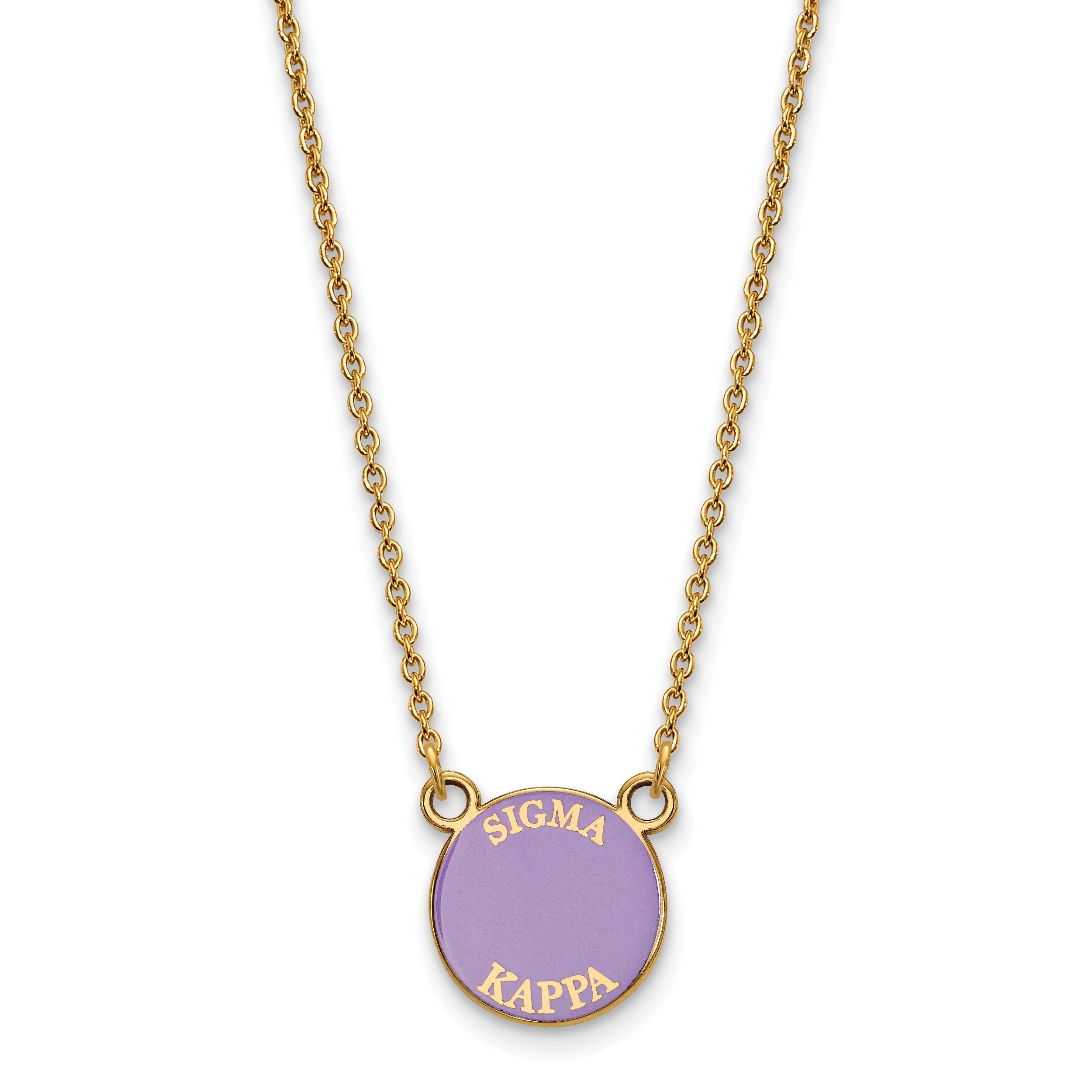 Gold Plated Sterling Silver Logoart Sigma Kappa Sorority Text Small Color Enamel Pendant 18 Inch Necklace