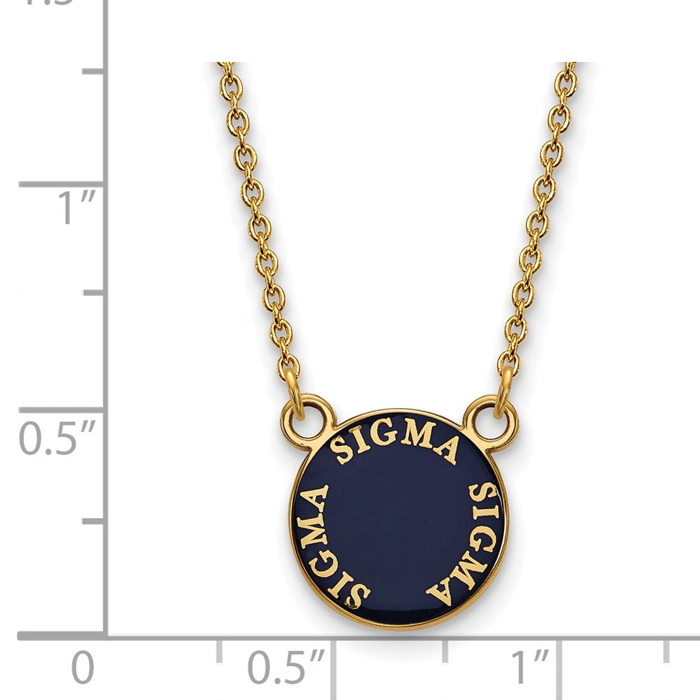 Gold Plated Sterling Silver Logoart Sigma Sorority Text Small Color Enamel Pendant 18 Inch Necklace
