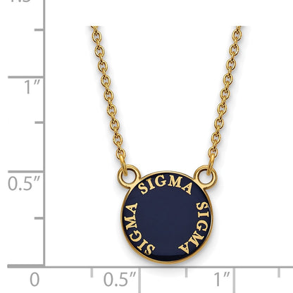 Gold Plated Sterling Silver Logoart Sigma Sorority Text Small Color Enamel Pendant 18 Inch Necklace
