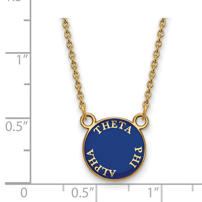Gold Plated Sterling Silver Logoart Theta Phi Alpha Sorority Text Small Color Enamel Pendant 18 Inch Necklace