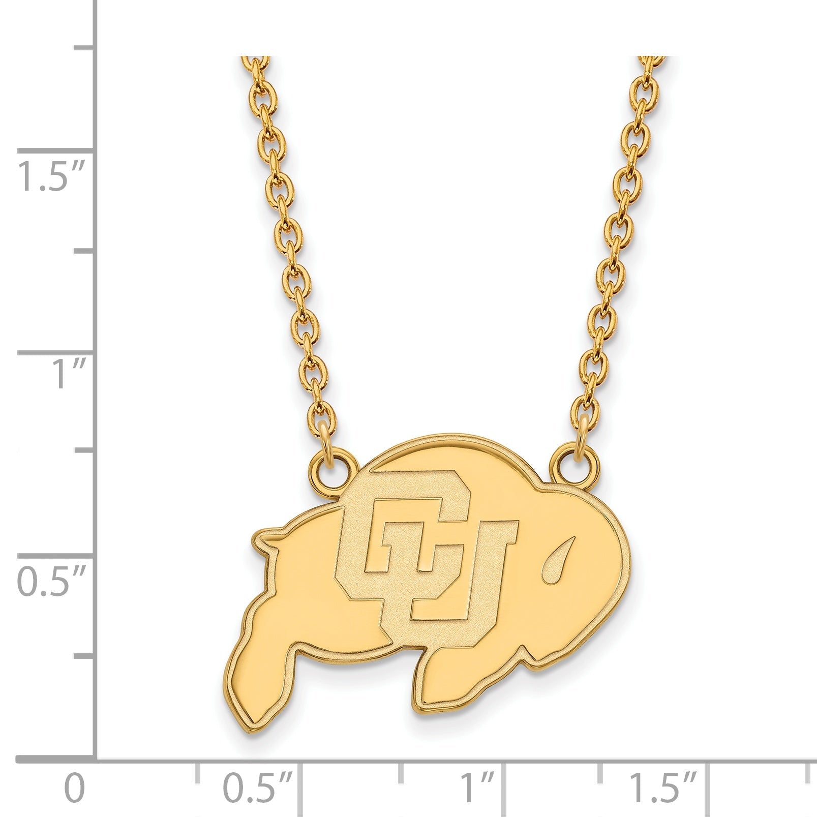 Gold Plated Sterling Silver Logoart University Of Colorado Buffalo Large Pendant 18 Inch Necklace