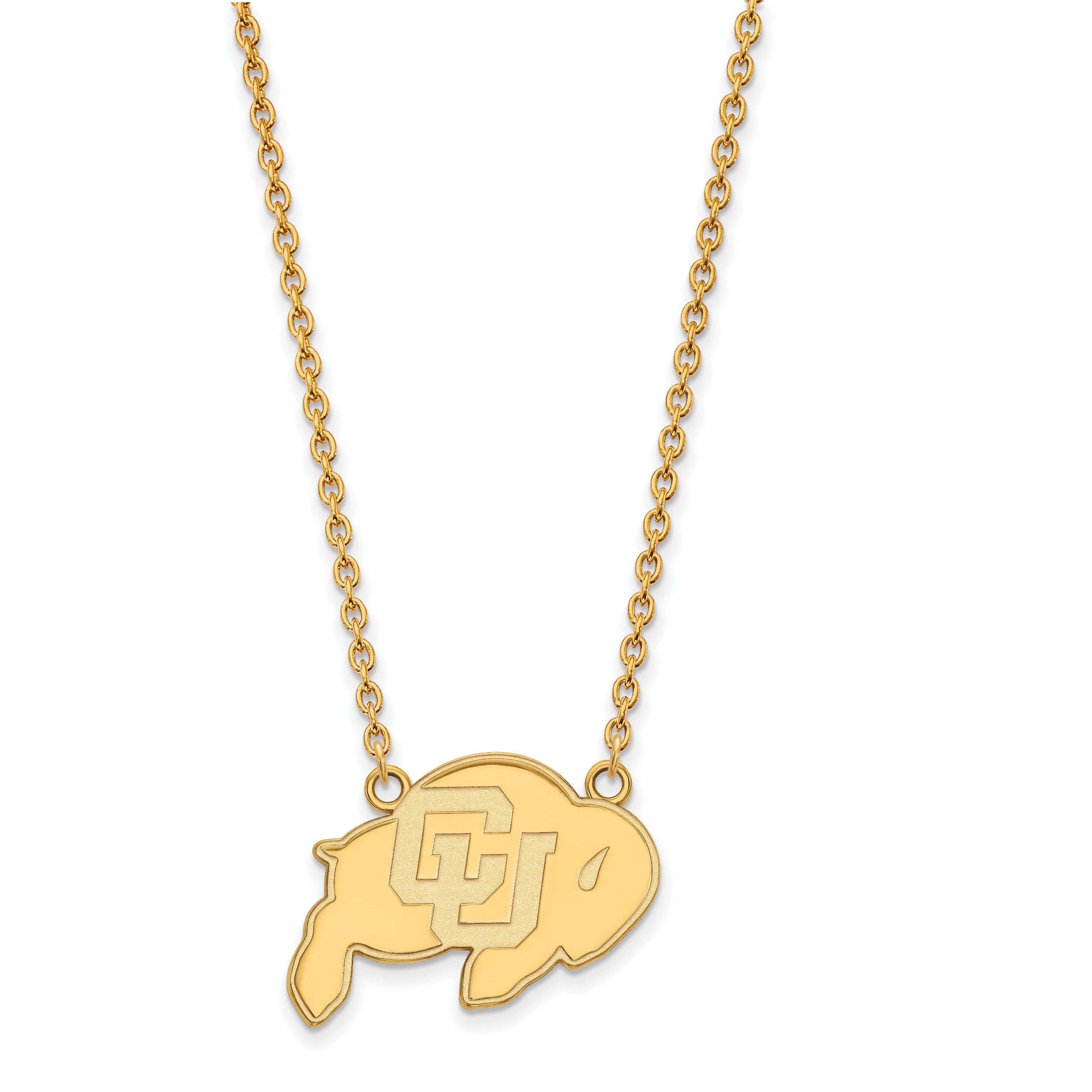Gold Plated Sterling Silver Logoart University Of Colorado Buffalo Large Pendant 18 Inch Necklace