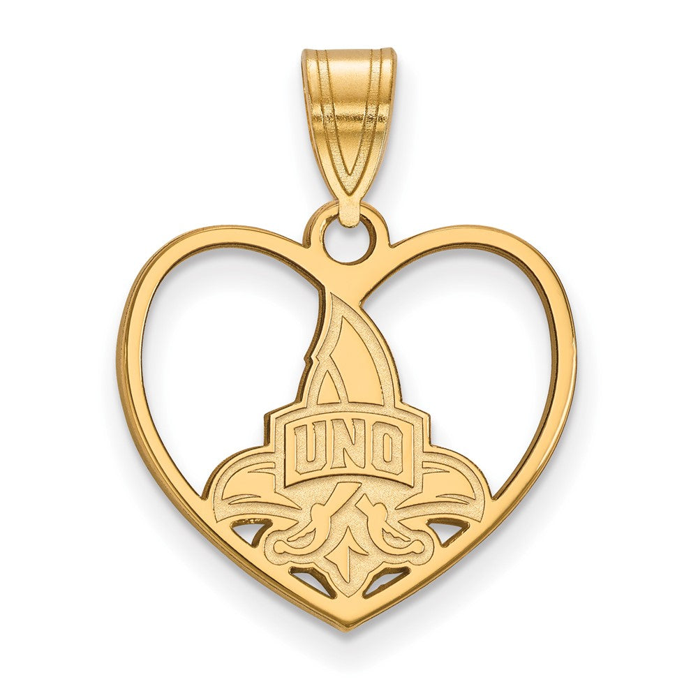 Gold Plated Sterling Silver Logoart University Of New Orleans U N O Heart Pendant