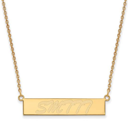Gold Plated Sterling Silver Logoart University Of Southern Mississippi Small Bar 18 Inch Necklace
