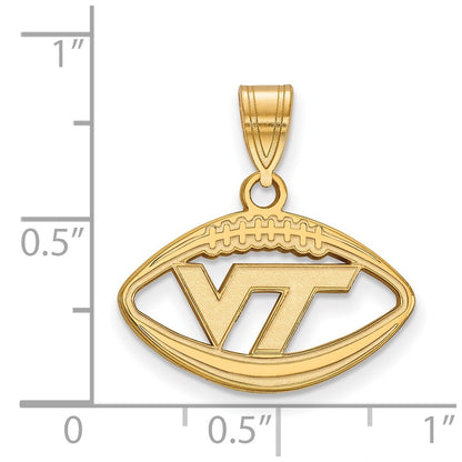Gold Plated Sterling Silver Logoart Virginia Tech V T Football Pendant