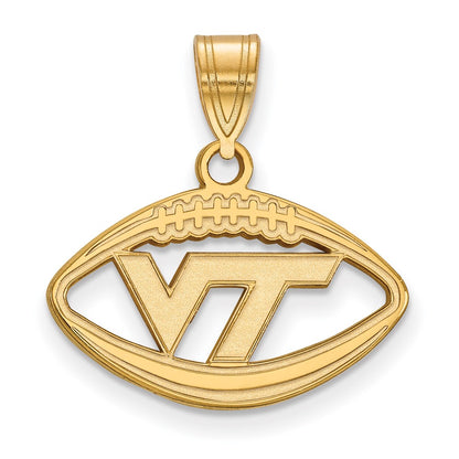 Gold Plated Sterling Silver Logoart Virginia Tech V T Football Pendant