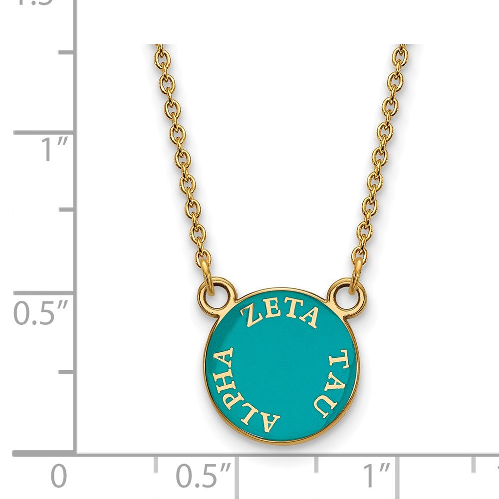 Gold Plated Sterling Silver Logoart Zeta Tau Alpha Sorority Text Small Color Enamel Pendant 18 Inch Necklace
