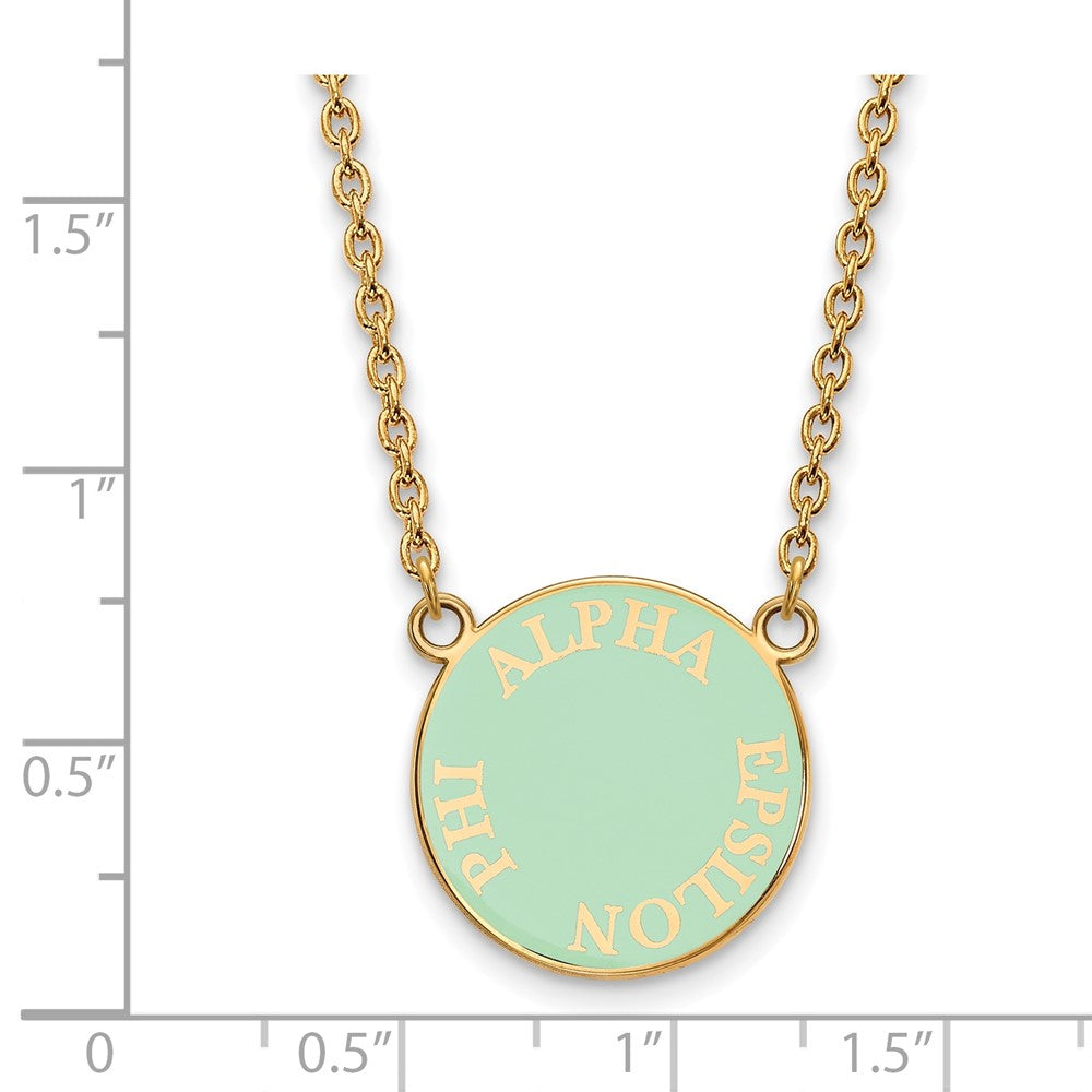 Gold Plated Sterling Silver Logoart Alpha Epsilon Phi Sorority Text Small Color Enamel Pendant 18 Inch Necklace