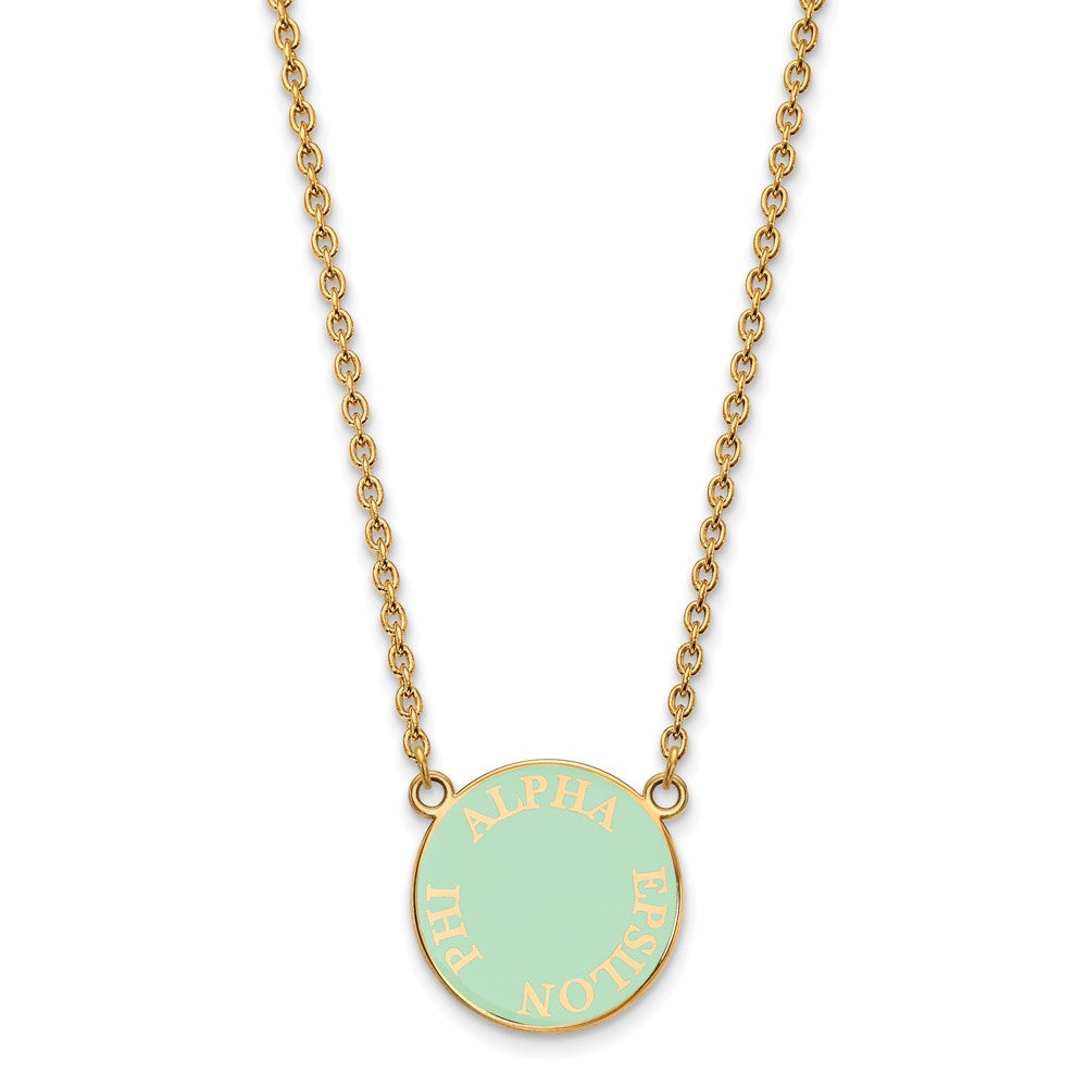 Gold Plated Sterling Silver Logoart Alpha Epsilon Phi Sorority Text Small Color Enamel Pendant 18 Inch Necklace
