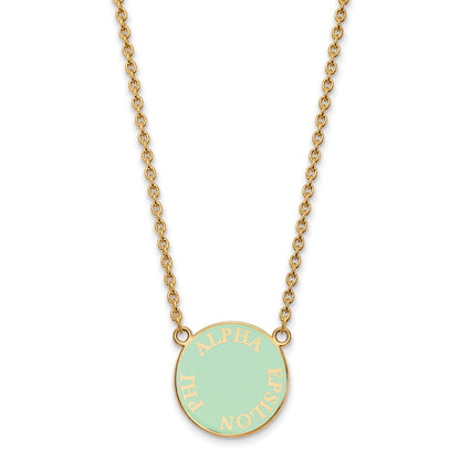 Gold Plated Sterling Silver Logoart Alpha Epsilon Phi Sorority Text Small Color Enamel Pendant 18 Inch Necklace