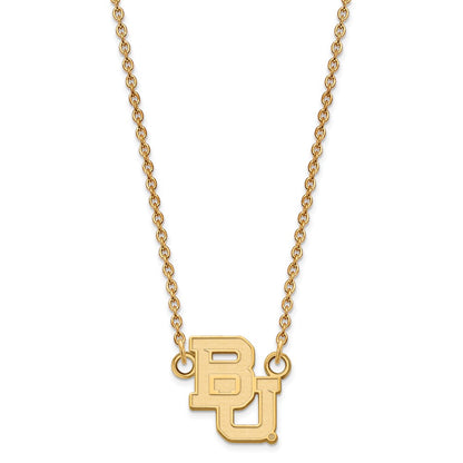 Gold Plated Sterling Silver Logoart Baylor University Bears Small Pendant 18 Inch Necklace