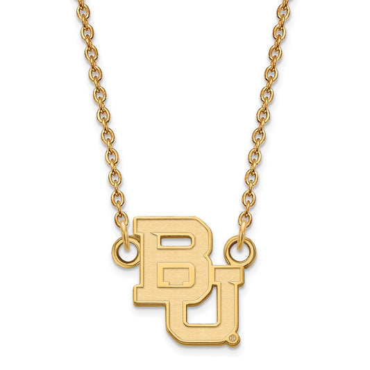 14K Yellow Gold Logoart Baylor University Bears Small Pendant 18 Inch Necklace