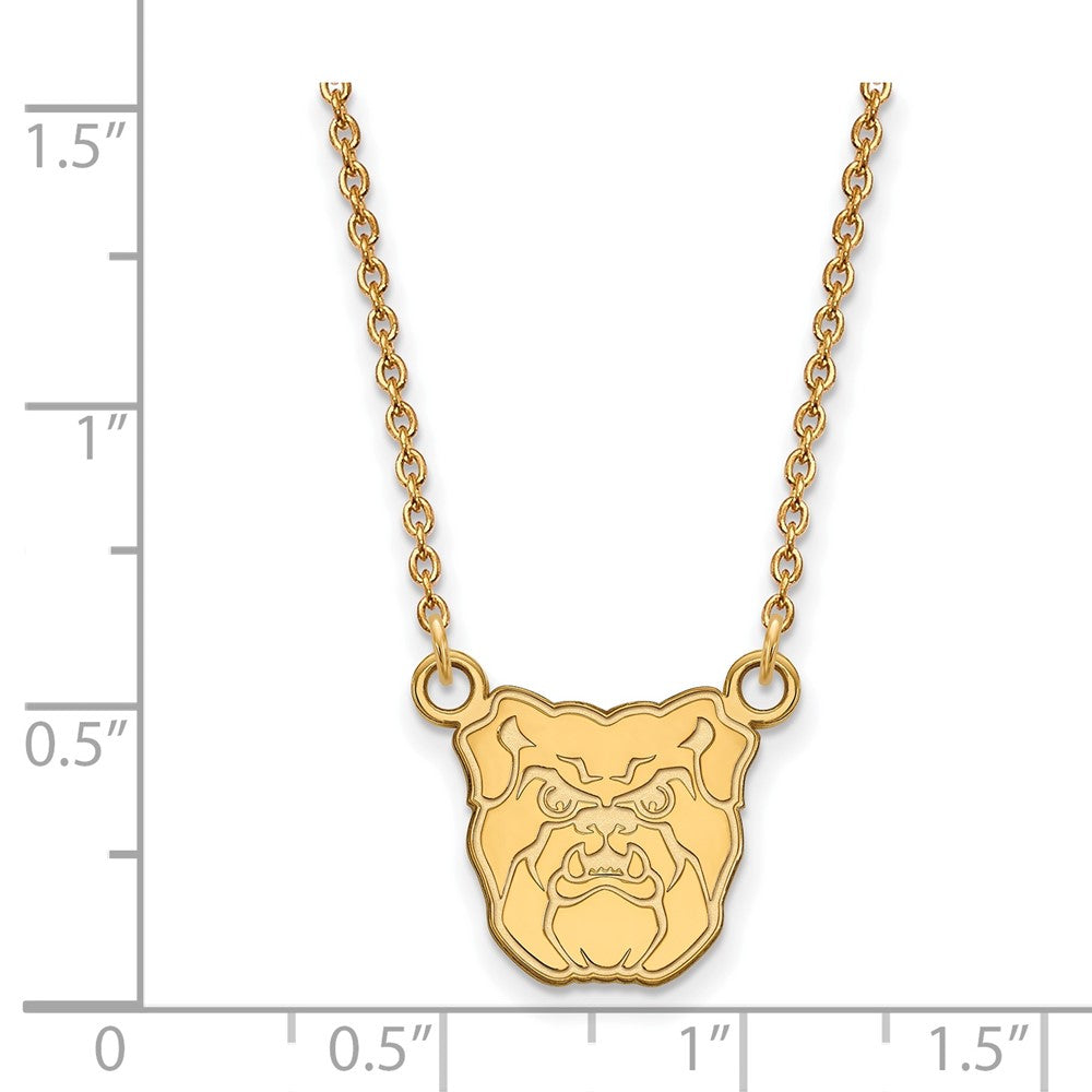 Gold Plated Sterling Silver Logoart Butler University Bulldog Small Pendant 18 Inch Necklace