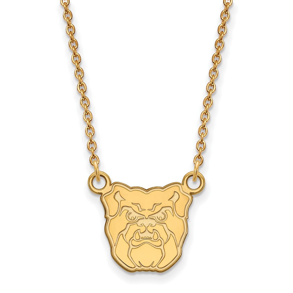 Gold Plated Sterling Silver Logoart Butler University Bulldog Small Pendant 18 Inch Necklace