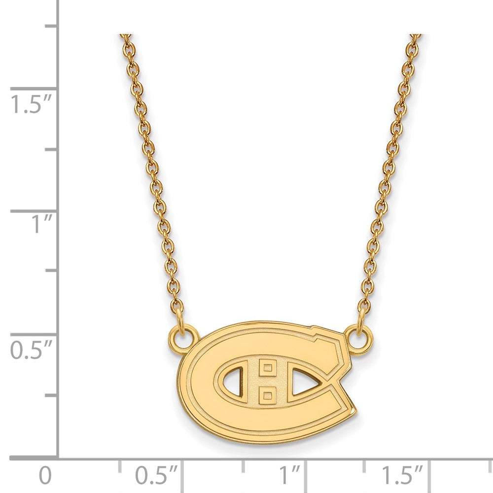 10K Yellow Gold Nhl Logoart Montreal Canadiens Small Pendant 18 Inch Necklace