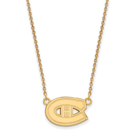 Gold Plated Sterling Silver Nhl Logoart Montreal Canadiens Small Pendant 18 Inch Necklace