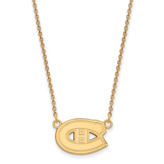 14K Yellow Gold Nhl Logoart Montreal Canadiens Small Pendant 18 Inch Necklace