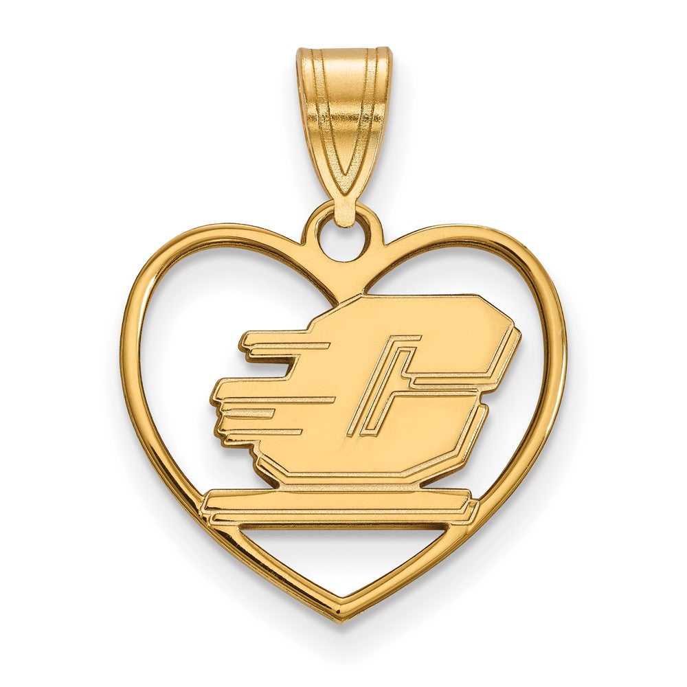 Gold Plated Sterling Silver Logoart Central Michigan University Letter C Heart Pendant