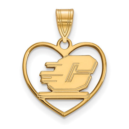 Gold Plated Sterling Silver Logoart Central Michigan University Letter C Heart Pendant